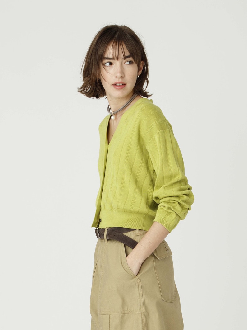 コットン ニット カーディガン（ブラウン/グリーン/グレー） 詳細画像 green 2