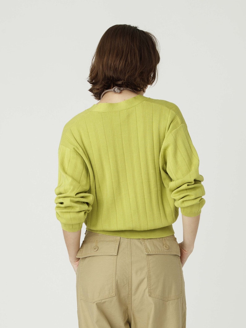 コットン ニット カーディガン（ブラウン/グリーン/グレー） 詳細画像 green 3