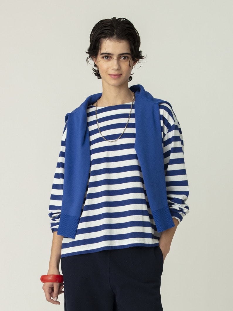 オーガニックコットン ストライプ ロングスリーブティー 詳細画像 light blue 1