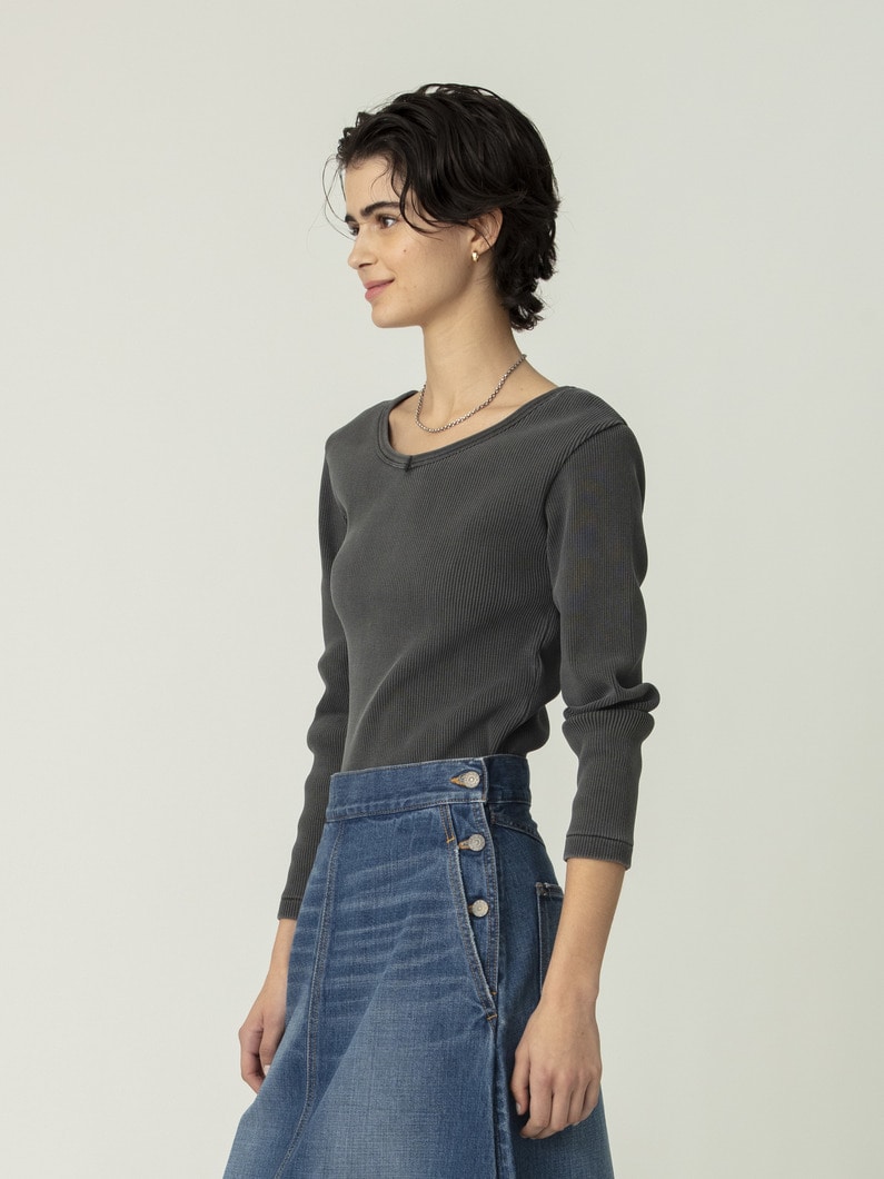 ピグメント リブ ワイドネック プルオーバー 詳細画像 charcoal gray 2