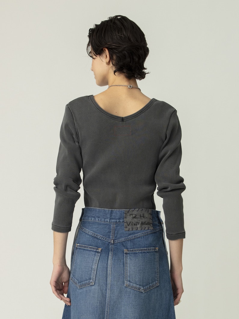 ピグメント リブ ワイドネック プルオーバー 詳細画像 charcoal gray 3