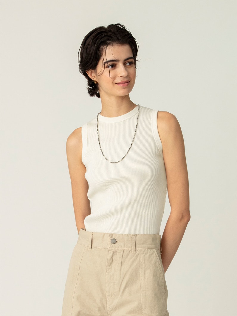 ピグメント リブ スリーブレス トップ 詳細画像 ivory