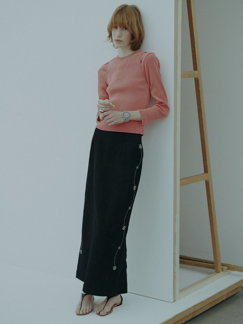 ピグメント リブ スリーブレス トップ 詳細画像 red 2