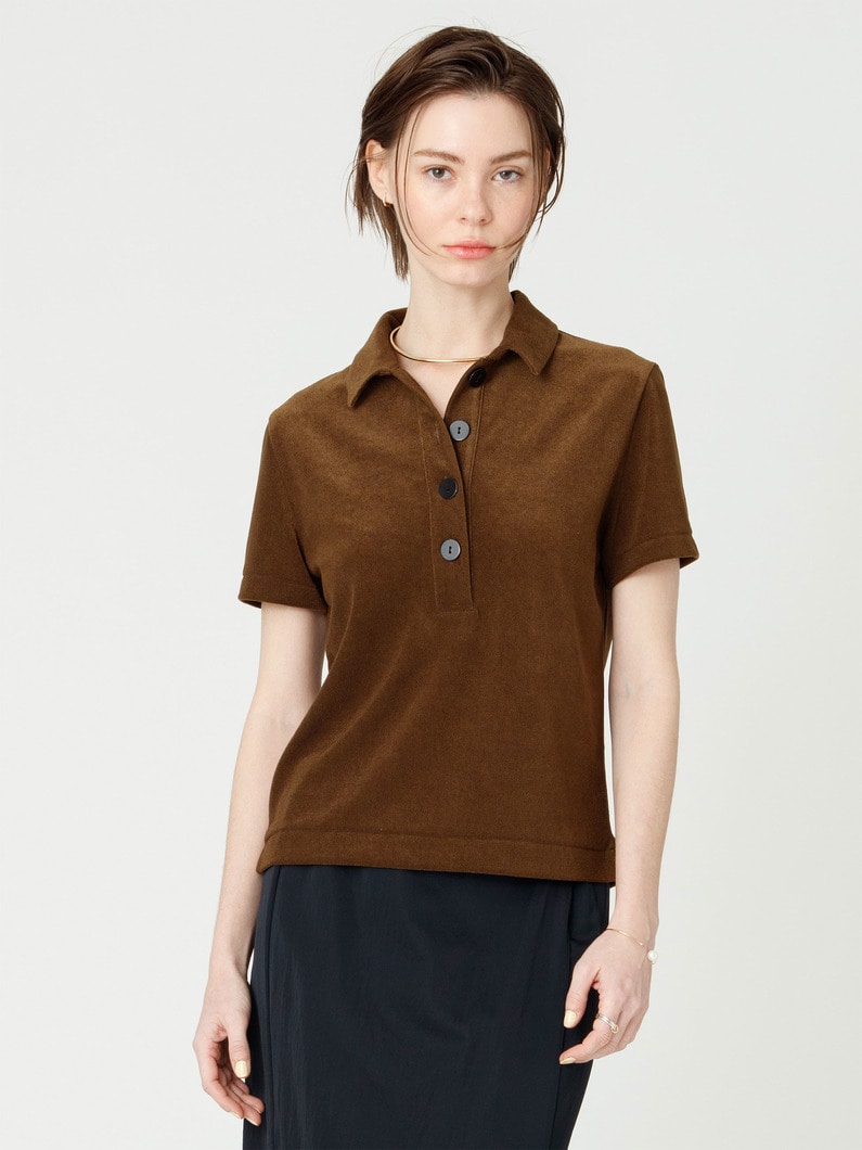 パイル ポロシャツ（ブラウン/ブラック） 詳細画像 brown