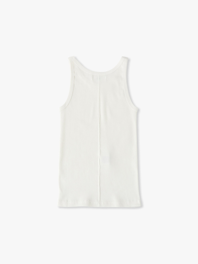 リブ スリーブレス トップ（ホワイト/ブラック） 詳細画像 black 1