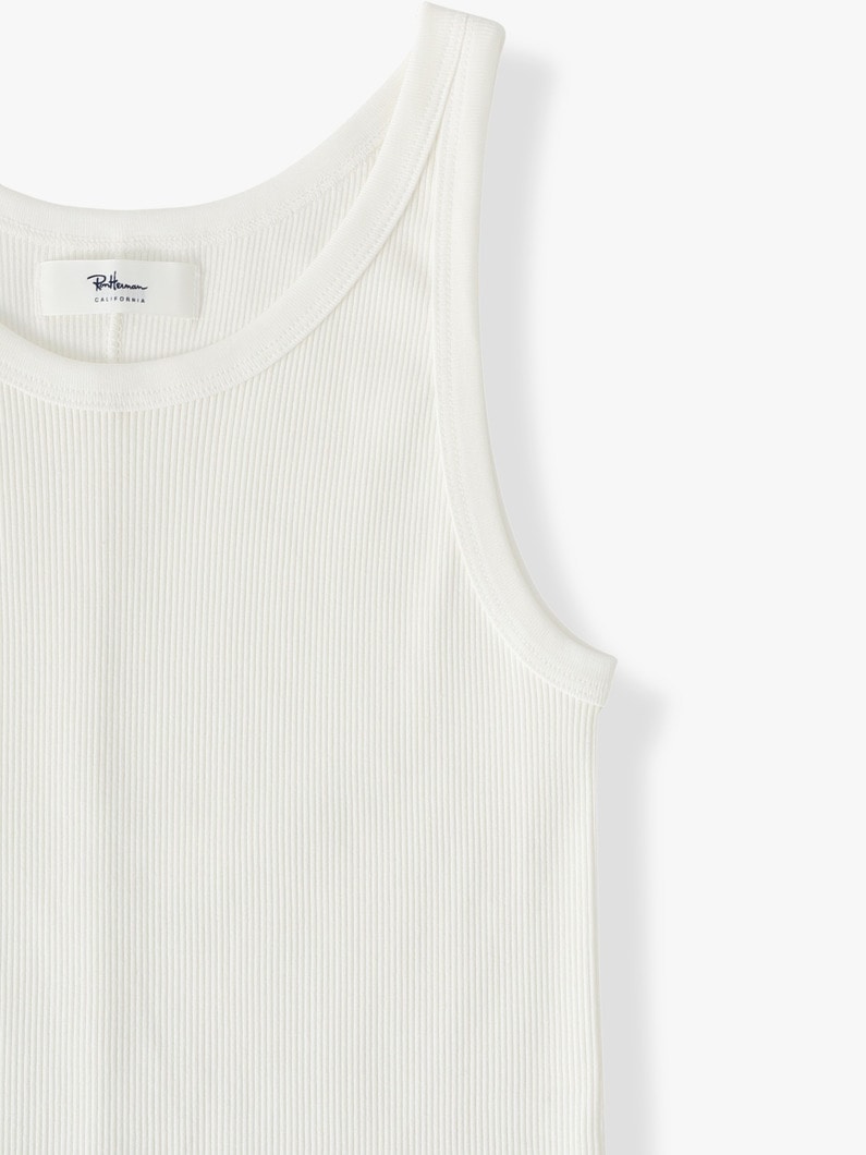 リブ スリーブレス トップ（ホワイト/ブラック） 詳細画像 black 2