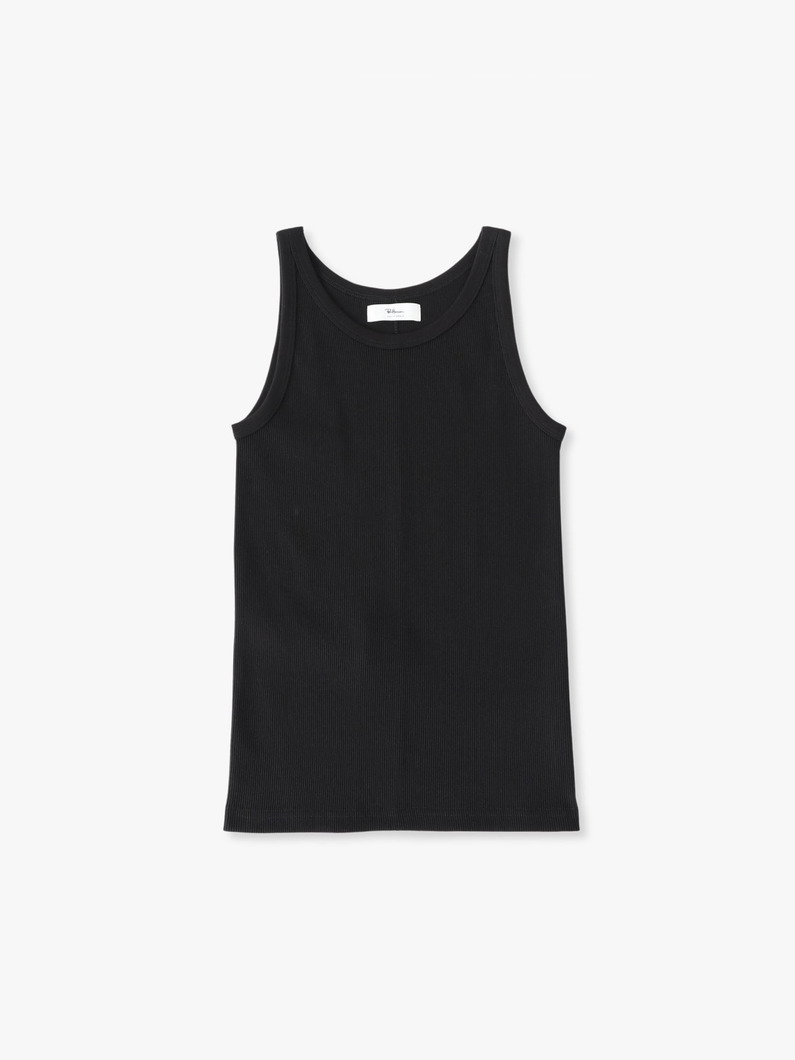 リブ スリーブレス トップ（ホワイト/ブラック） 詳細画像 black 2