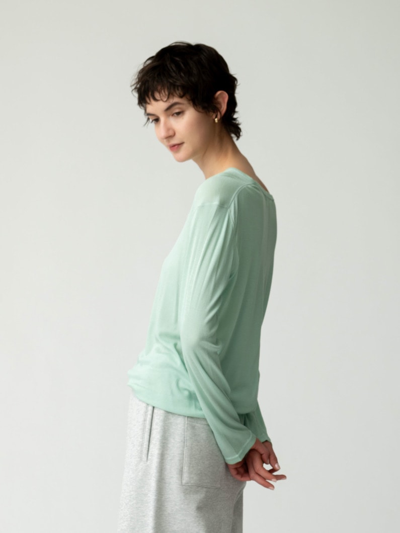 シアー クルーネック プルオーバー 詳細画像 green 2