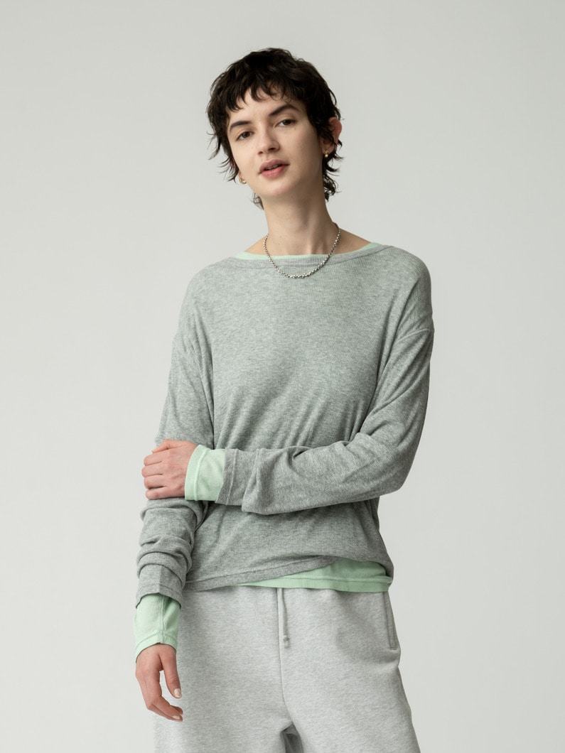 シアー クルーネック プルオーバー 詳細画像 top gray