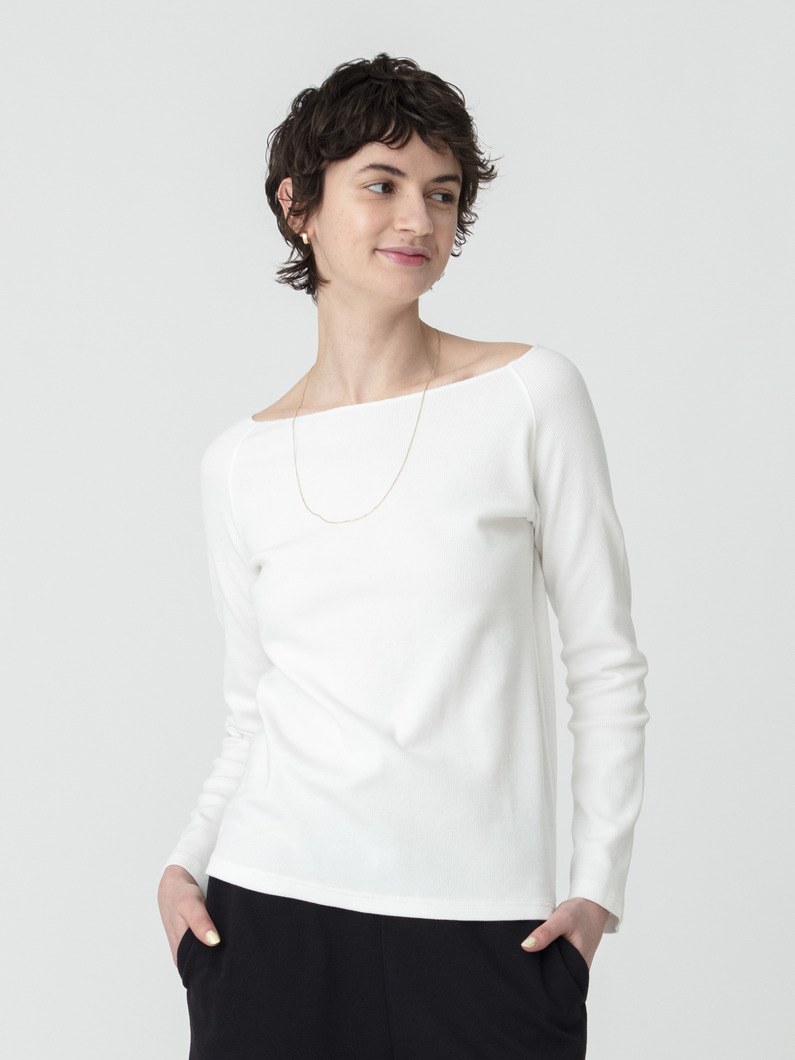 リブ ワイドネック プルオーバー 詳細画像 white 2