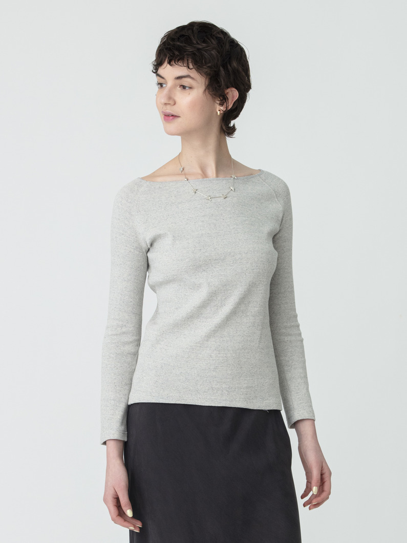 リブ ワイドネック プルオーバー 詳細画像 top gray