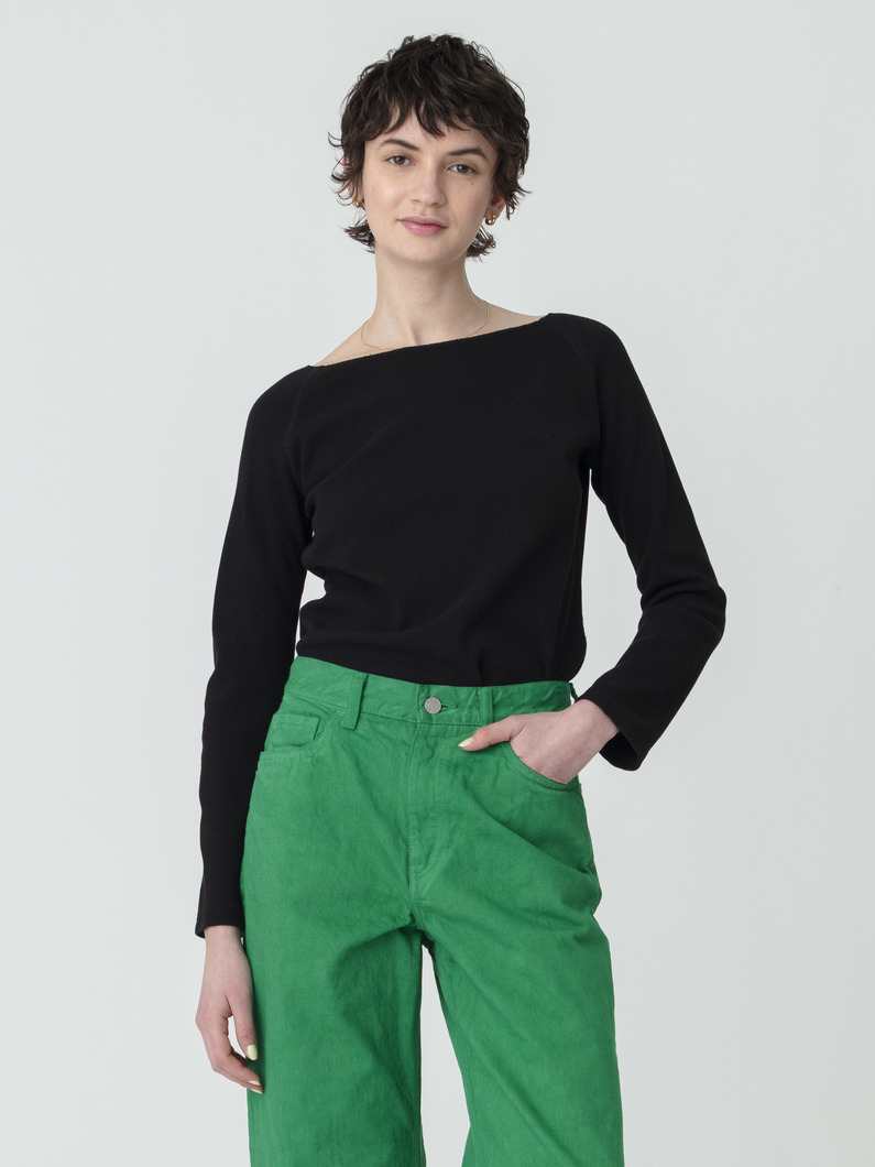 リブ ワイドネック プルオーバー 詳細画像 black