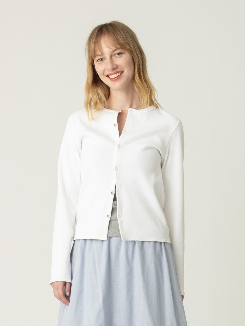 リブ カーディガン（ホワイト/グリーン/ブルー） 詳細画像 white