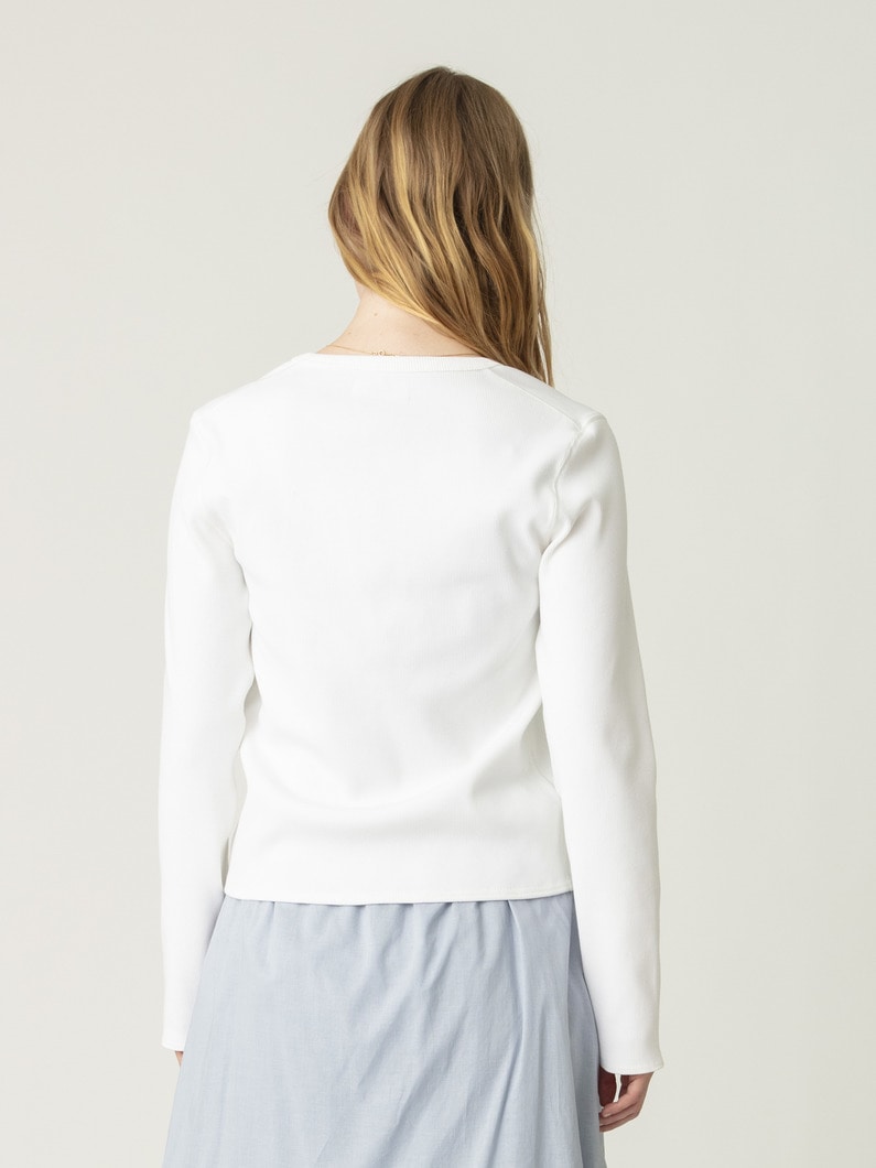 リブ カーディガン（ホワイト/グリーン/ブルー） 詳細画像 white 2