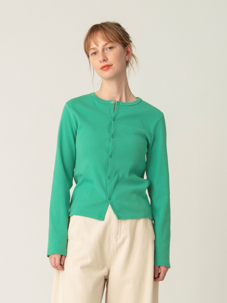 リブ カーディガン（ホワイト/グリーン/ブルー） 詳細画像 green 1