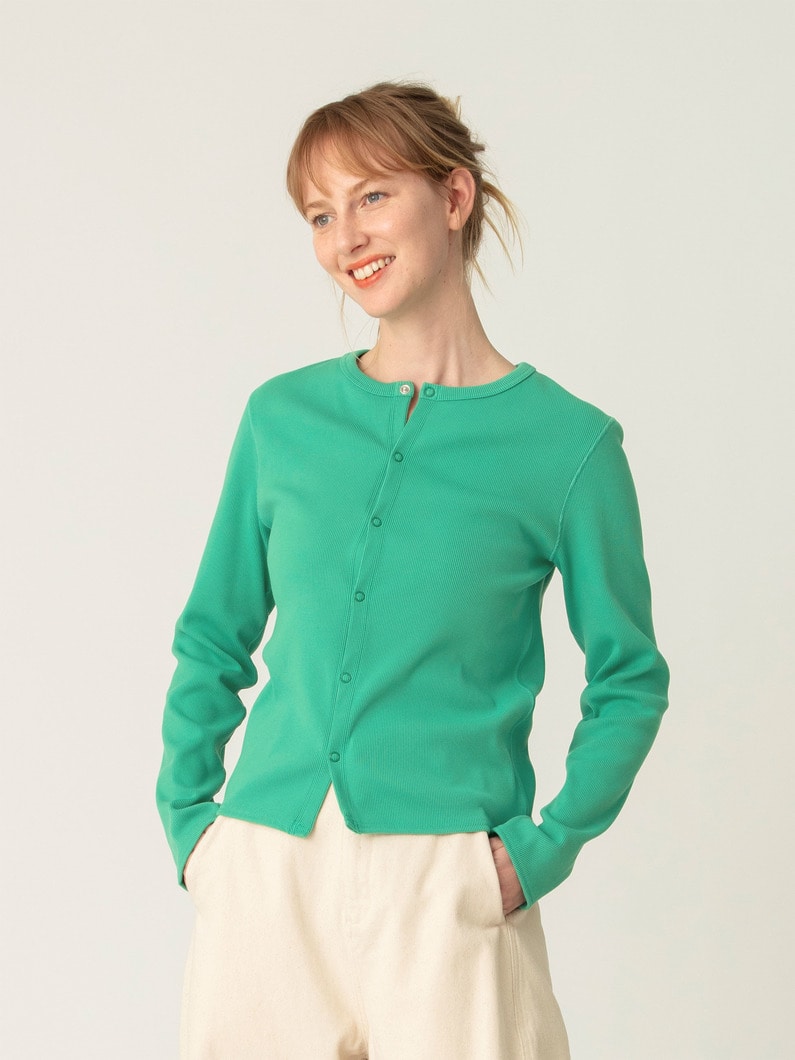 リブ カーディガン（ホワイト/グリーン/ブルー） 詳細画像 green 2