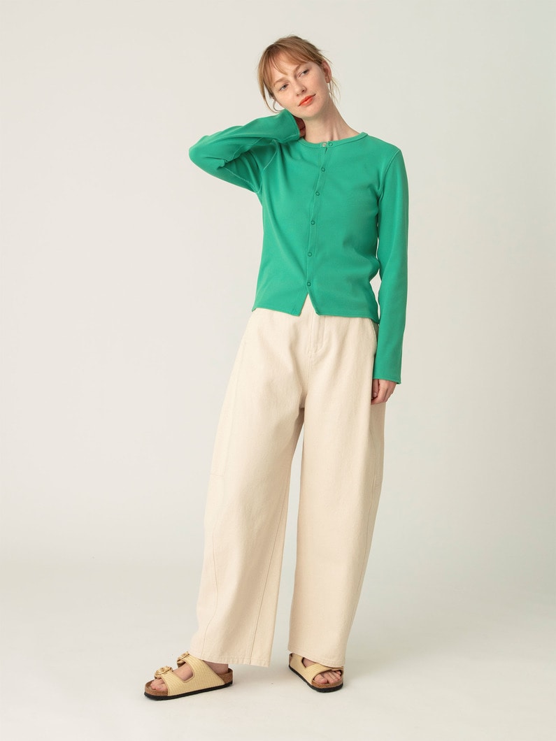 リブ カーディガン（ホワイト/グリーン/ブルー） 詳細画像 green 4