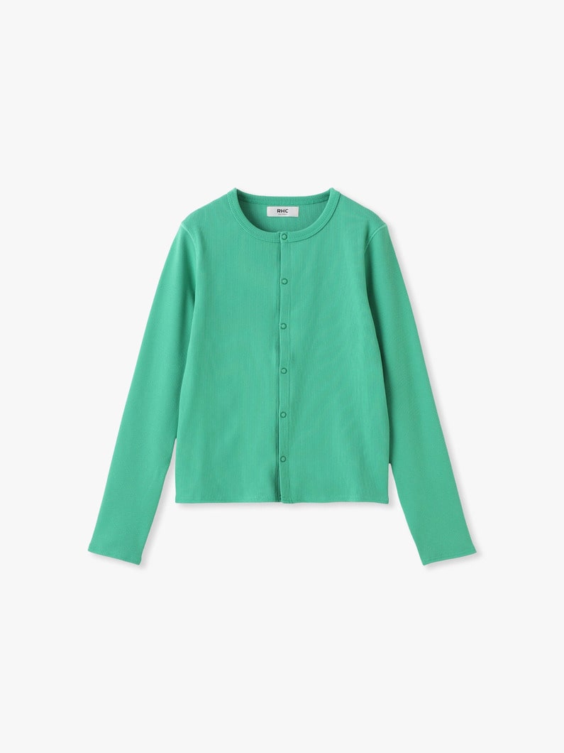 リブ カーディガン（ホワイト/グリーン/ブルー） 詳細画像 green 5