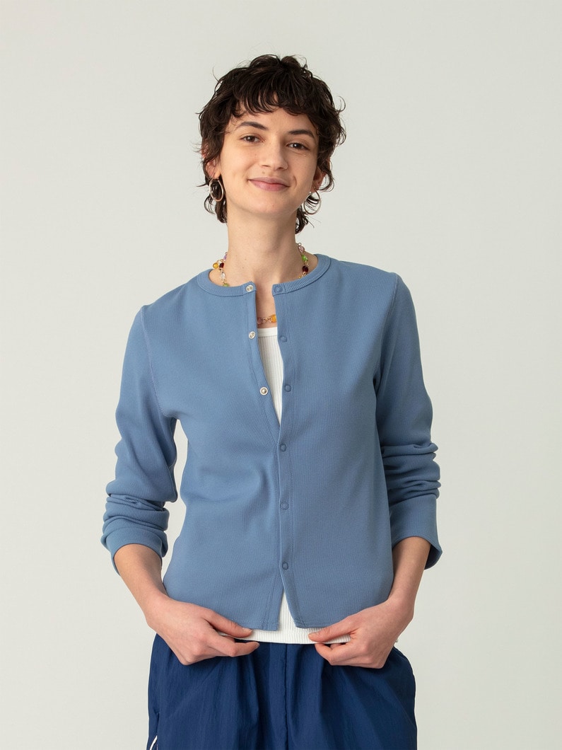 リブ カーディガン（ホワイト/グリーン/ブルー） 詳細画像 blue 2