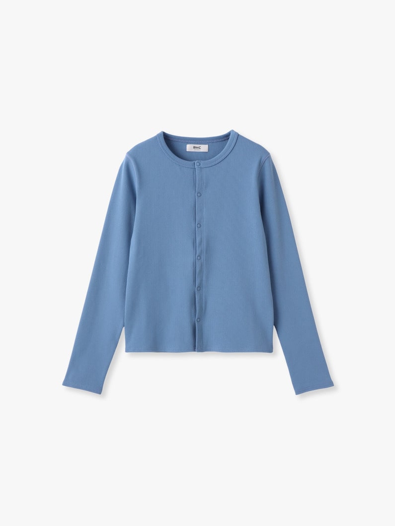 リブ カーディガン（ホワイト/グリーン/ブルー） 詳細画像 blue 3