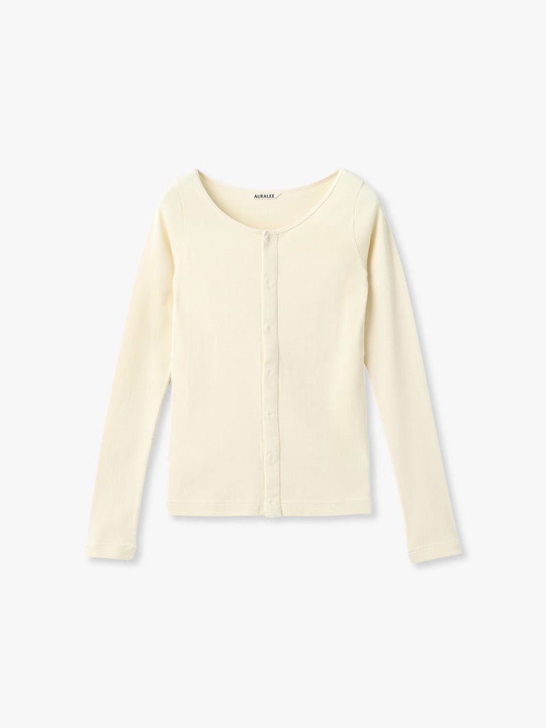 オーガニックコットン ファイン リブ カーディガン 詳細画像 ivory