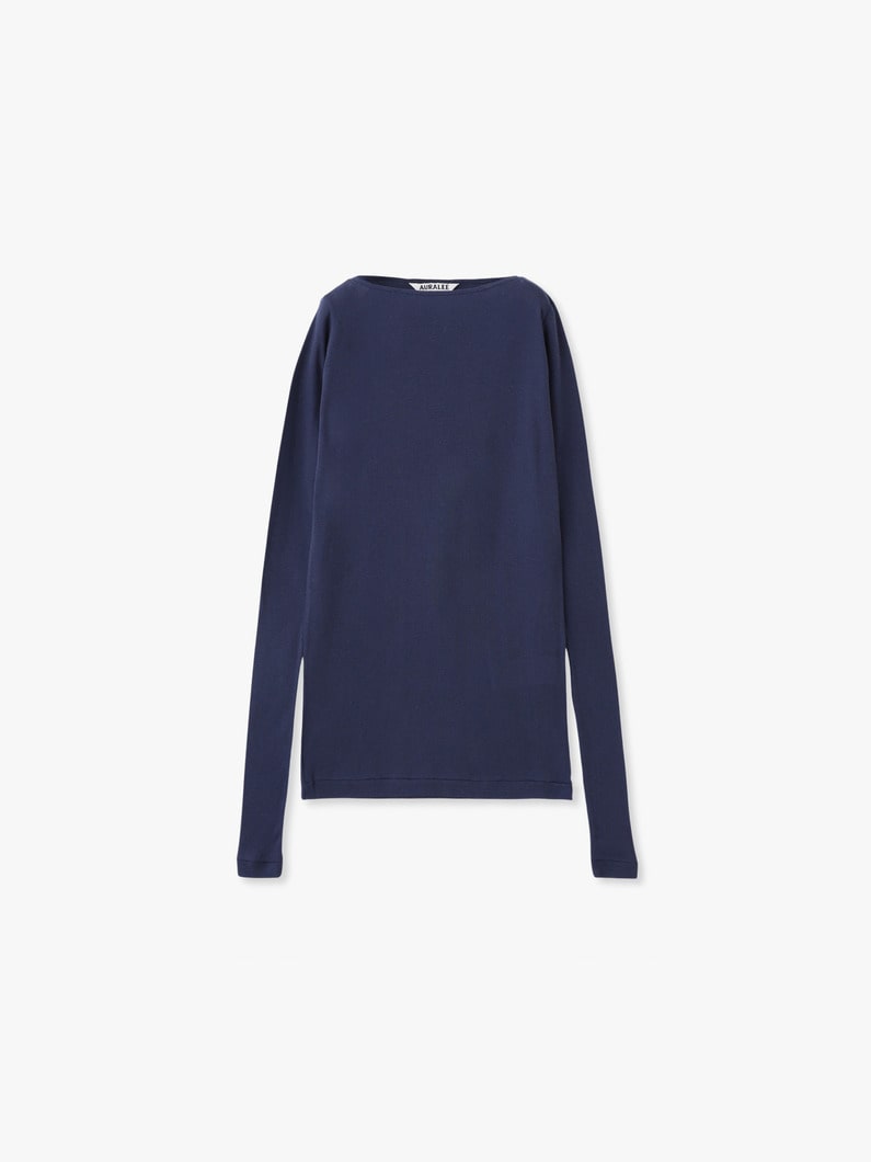 スーパーハイゲージ シアー リブ ボートネック トップ 詳細画像 navy