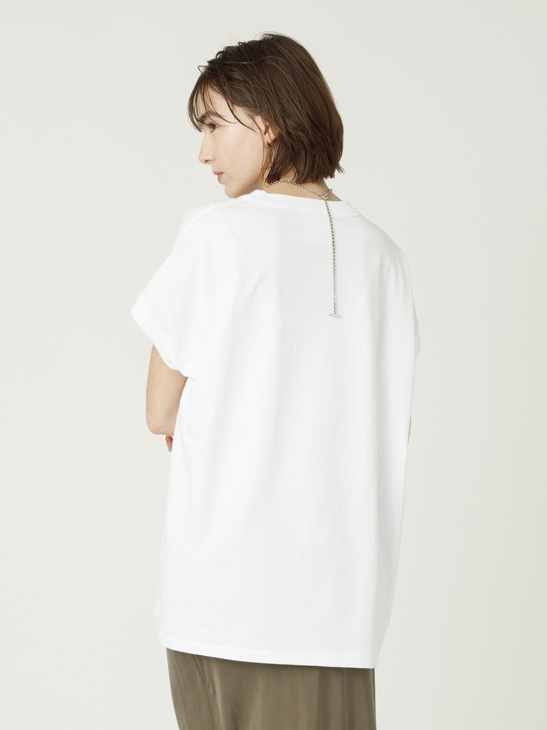 ドライコットン ジャージー オーバーサイズ ティー（ホワイト/ブラック） 詳細画像 white 2