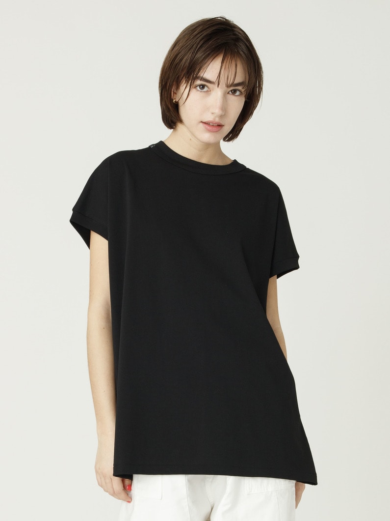 ドライコットン ジャージー オーバーサイズ ティー（ホワイト/ブラック） 詳細画像 black 1