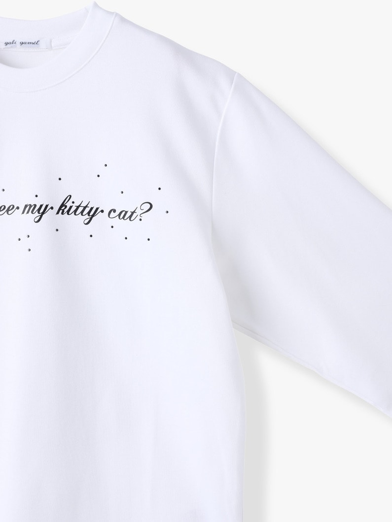 オーバーサイズ ロングスリーブ ティー（キャット） 詳細画像 white 1