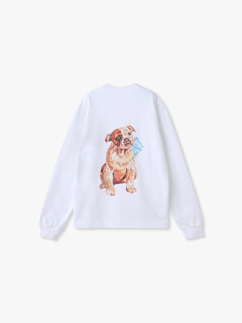 オーバーサイズ ロングスリーブ ティー（ドッグ） 詳細画像 white 1