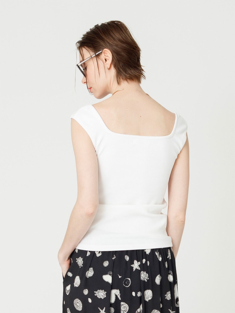 ベアリブ スリーブレス トップ（オフホワイト/ブラック/ブルー） 詳細画像 off white 2