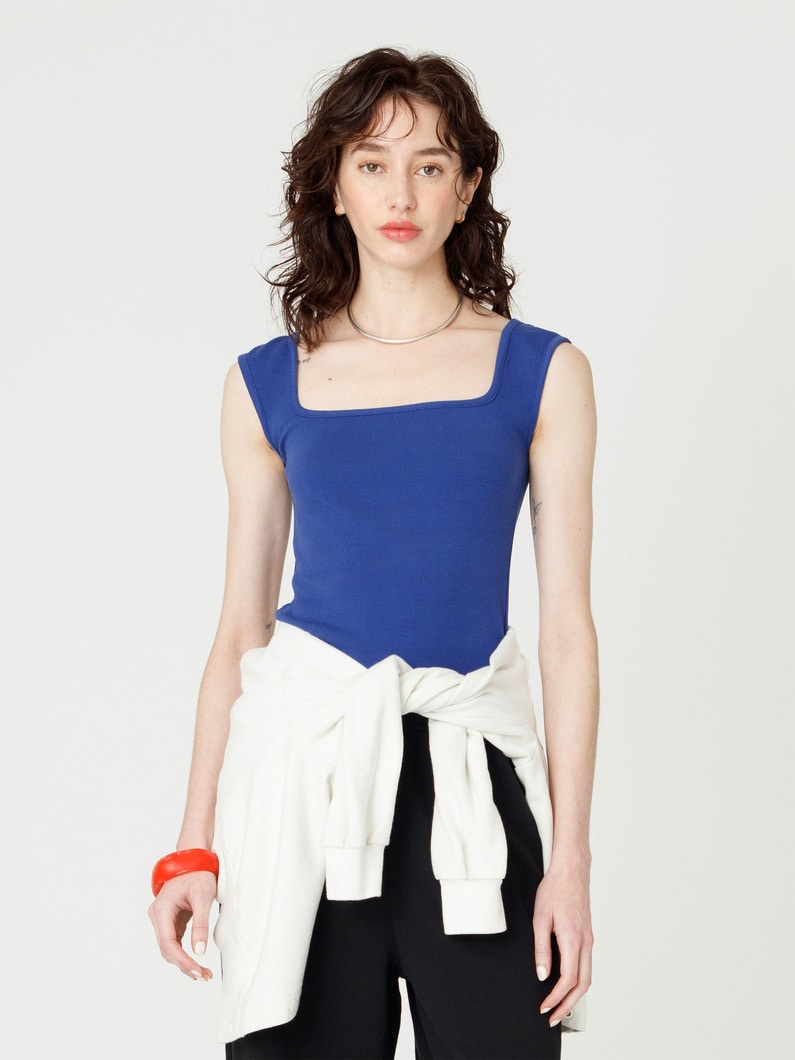 ベアリブ スリーブレス トップ（オフホワイト/ブラック/ブルー） 詳細画像 blue 1