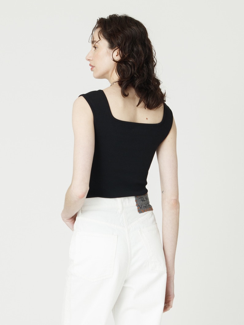 ベアリブ スリーブレス トップ（オフホワイト/ブラック/ブルー） 詳細画像 black 2