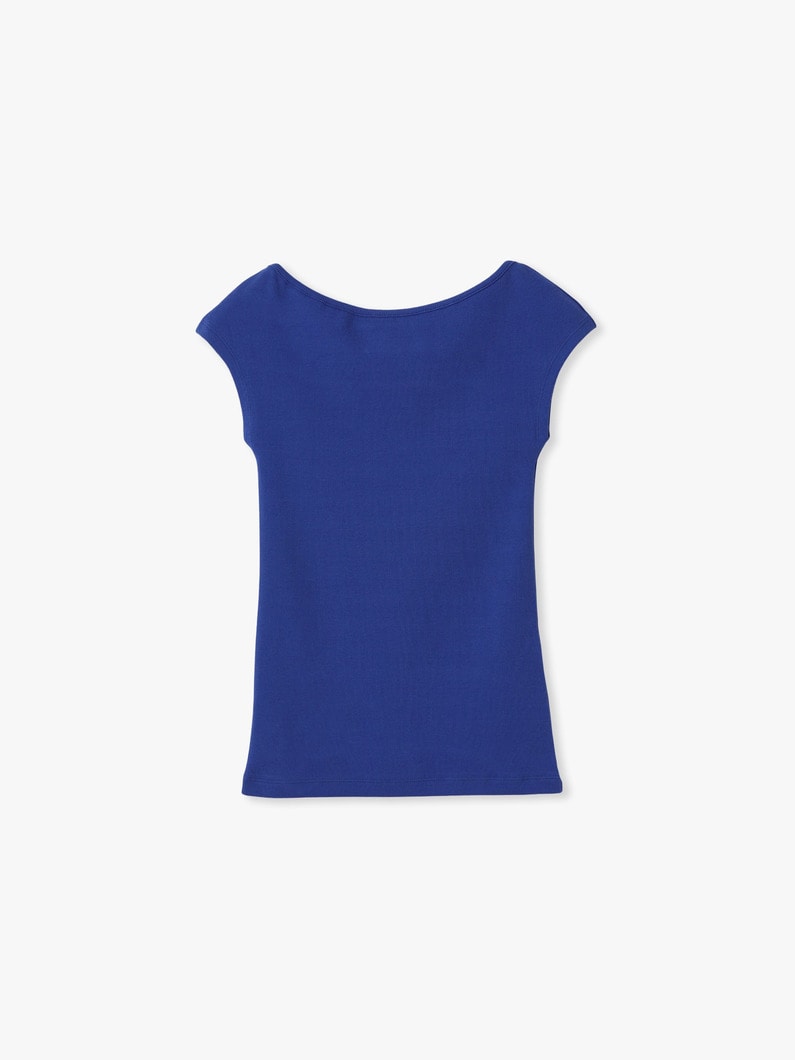 ベアリブ フレンチスリーブ トップ（オフホワイト/ブラック/ブルー） 詳細画像 blue 3