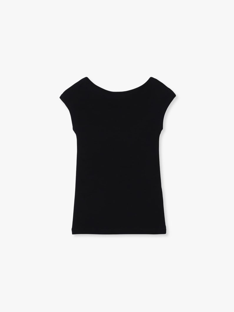 ベアリブ フレンチスリーブ トップ（オフホワイト/ブラック/ブルー） 詳細画像 black 3