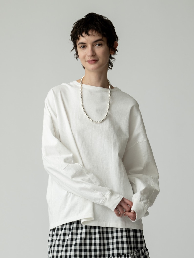 パネルスリーブ ロングスリーブティー 詳細画像 white 1