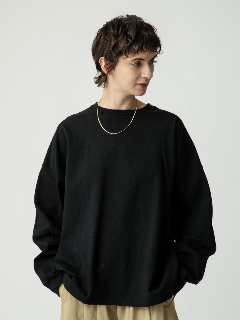 パネルスリーブ ロングスリーブティー 詳細画像 black