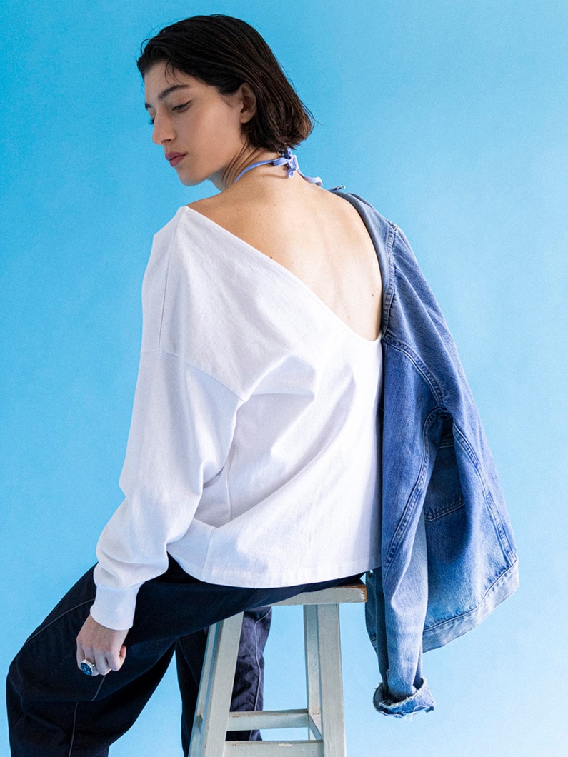 スーパーアメリカンドライコットン  バックオープン ティー 詳細画像 white 1