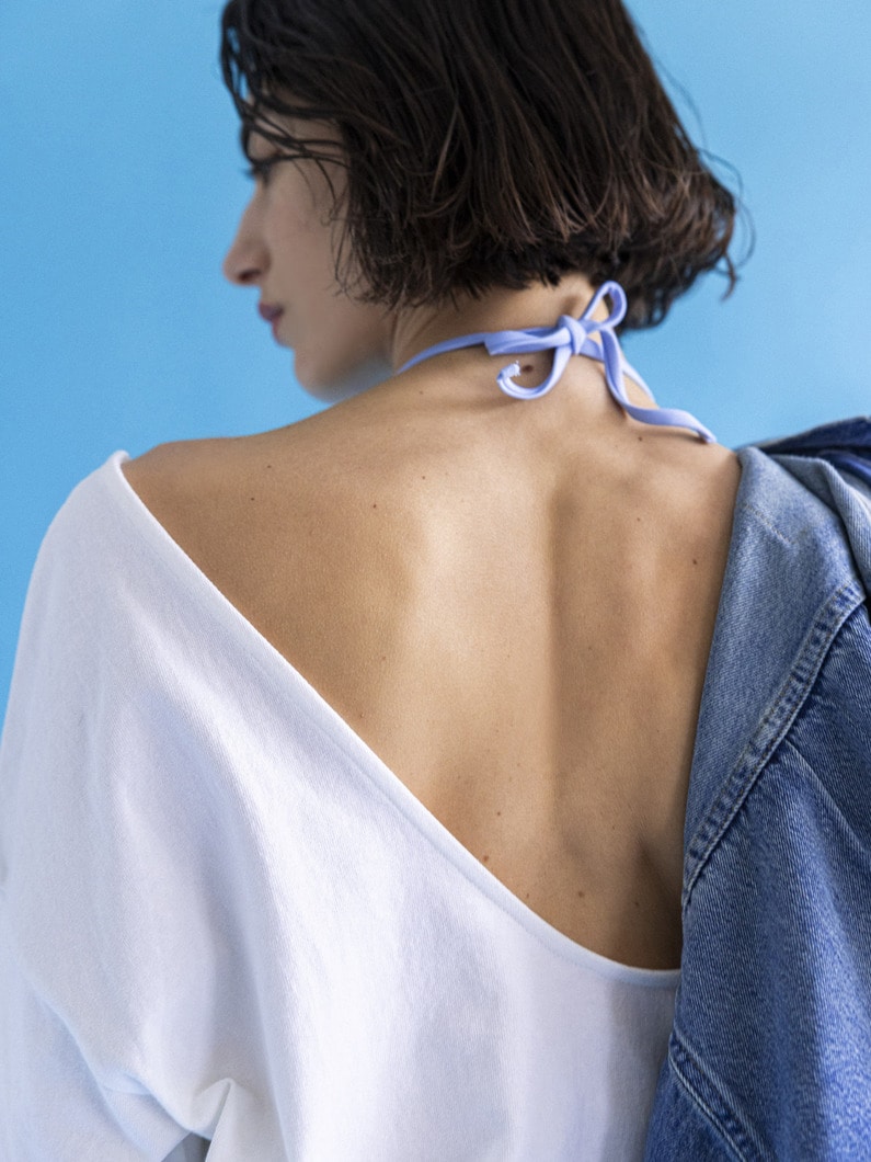 スーパーアメリカンドライコットン  バックオープン ティー 詳細画像 white 2