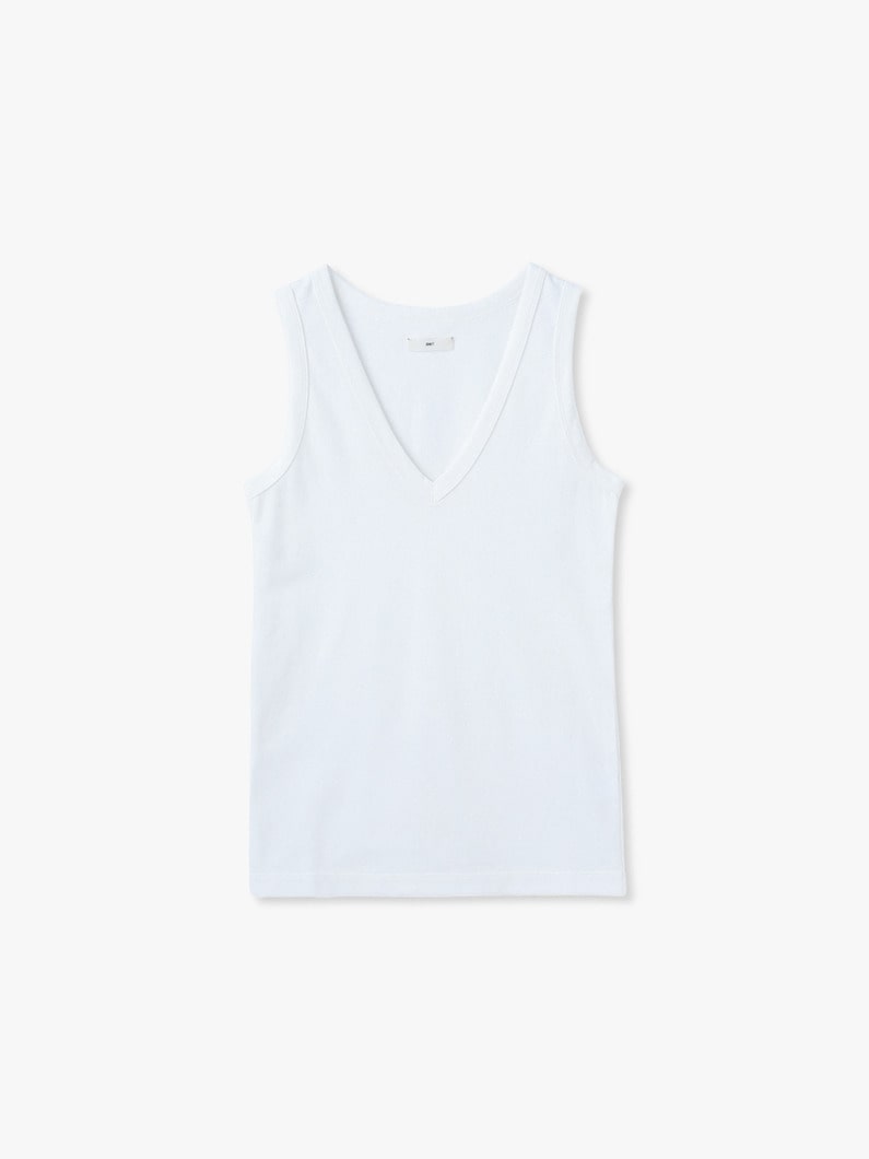 アメリカン ドライコットン Vネック スリーブレス トップ 詳細画像 white 1
