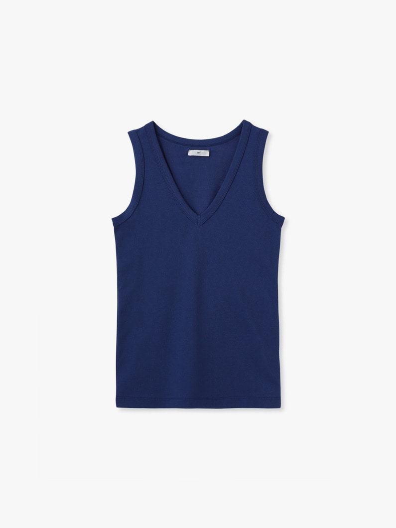 アメリカン ドライコットン Vネック スリーブレス トップ 詳細画像 navy