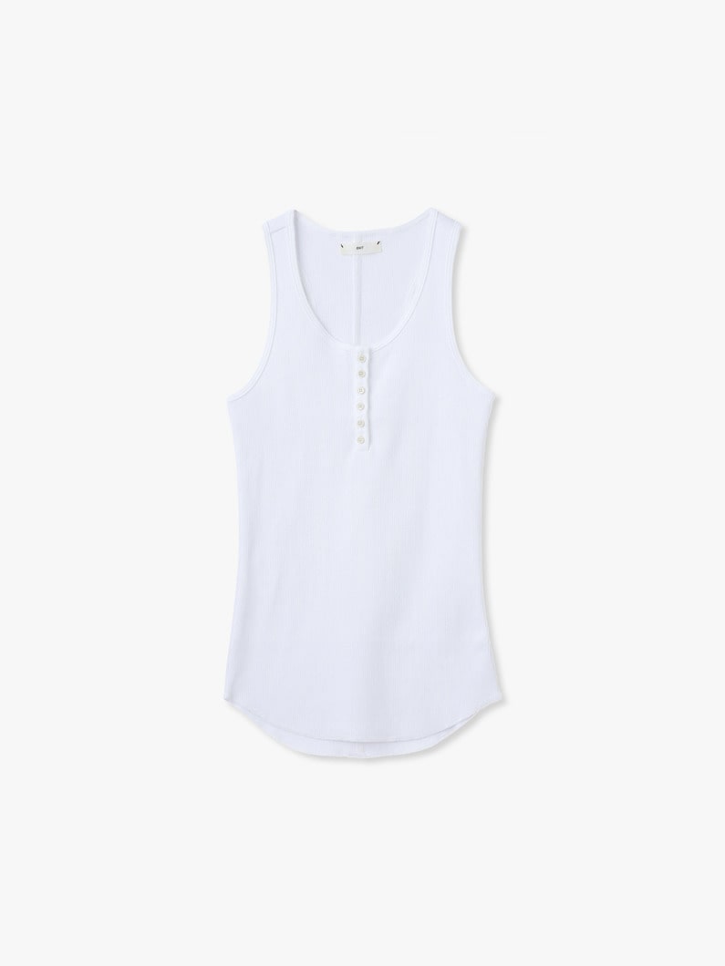 リブ ヘンリーネック スリーブレス トップ 詳細画像 white