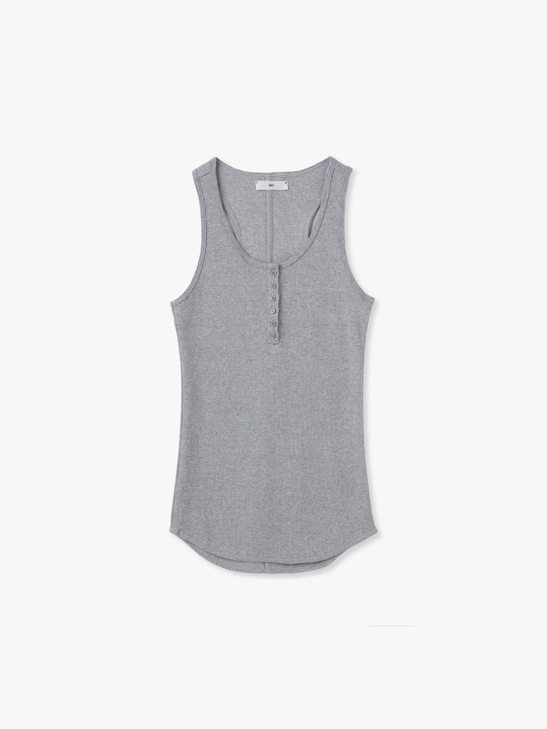 リブ ヘンリーネック スリーブレス トップ 詳細画像 gray 1