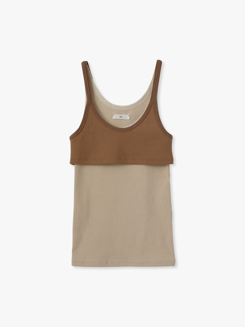 リブ レイヤード スリーブレス トップ 詳細画像 brown