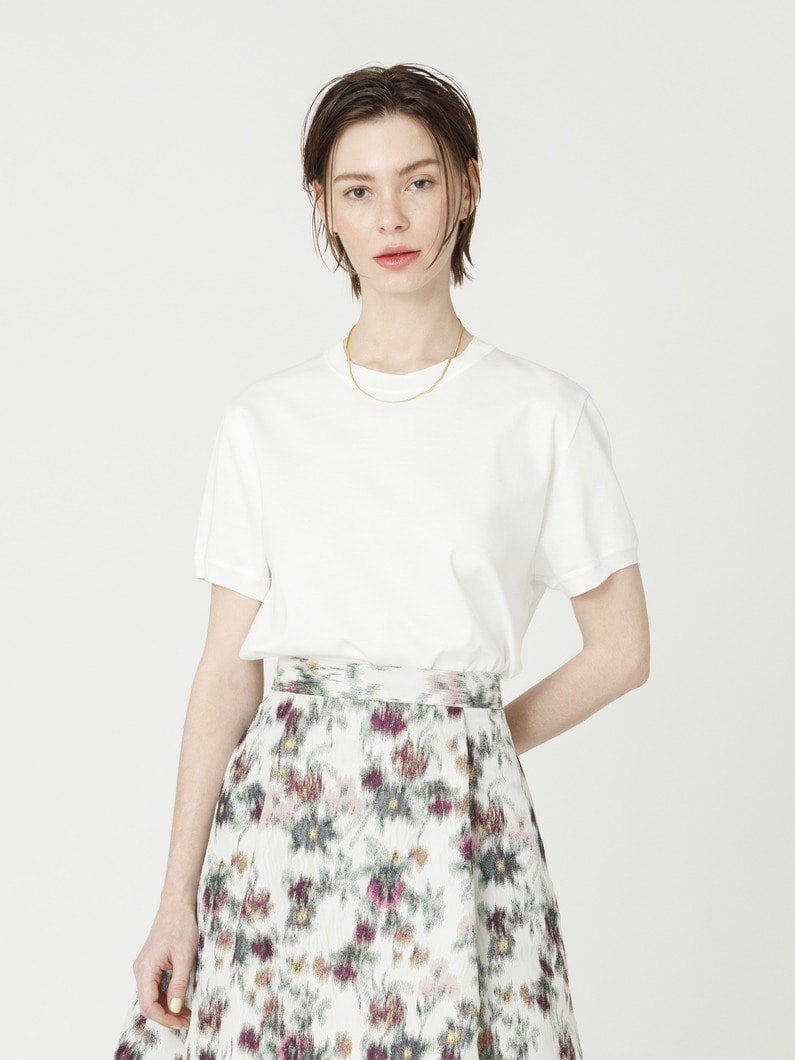 コットンポンチ ニットカラー ティー（ホワイト/ブラック） 詳細画像 white 1