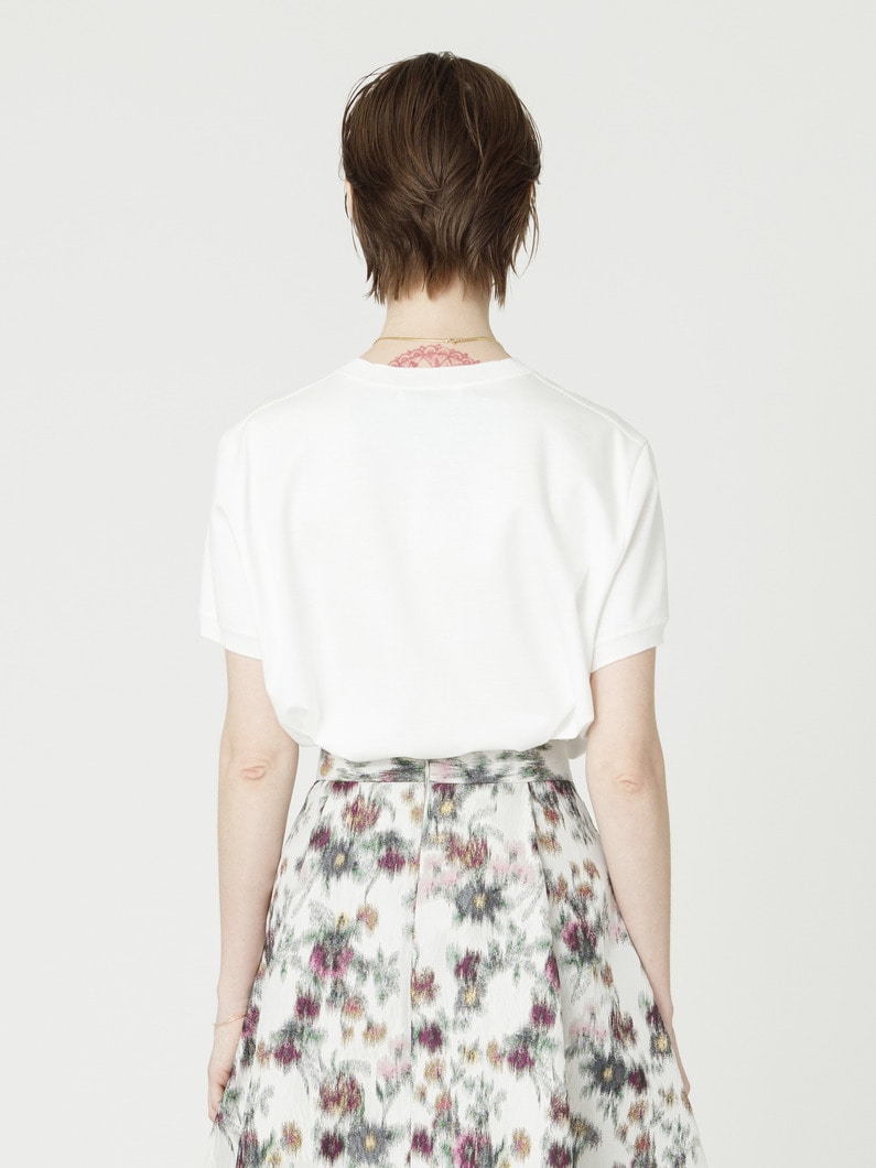 コットンポンチ ニットカラー ティー（ホワイト/ブラック） 詳細画像 white 2