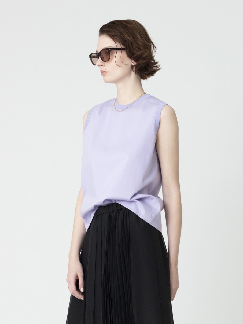 コットンポンチ ニットカラー スリーブレス トップ（ラベンダー） 詳細画像 lavender 2