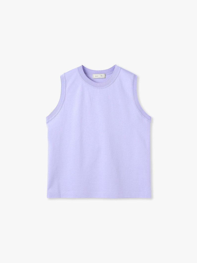 コットンポンチ ニットカラー スリーブレス トップ（ラベンダー） 詳細画像 lavender 3