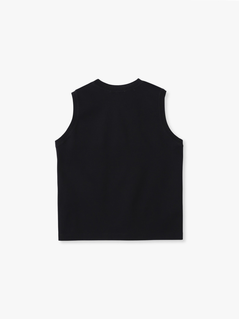 コットンポンチ ニットカラー スリーブレス トップ（ホワイト/ブラック） 詳細画像 white 1