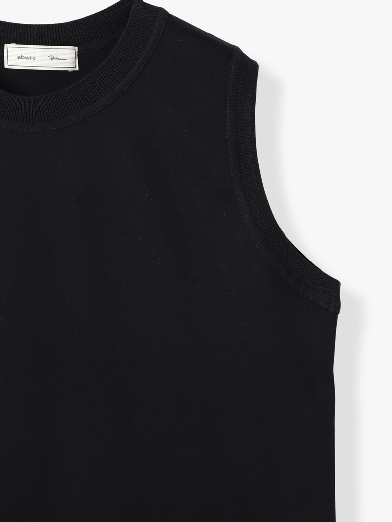 コットンポンチ ニットカラー スリーブレス トップ（ホワイト/ブラック） 詳細画像 white 2